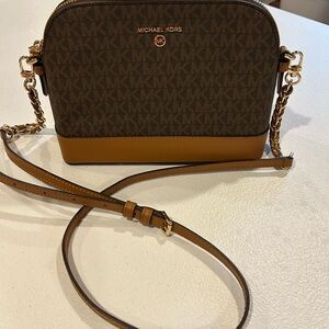 Michael Kors Signature Brown and Tan Crossbody Bag